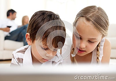 Brother and sister playing together Stock Photo