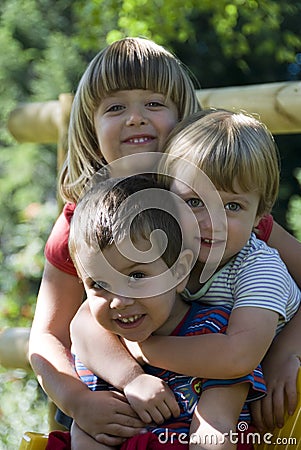 Brother and sisters - best friends Stock Photo