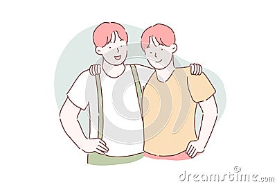 Brotherhood, friendship, partnership concept Vector Illustration