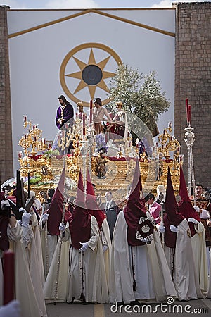Brotherhood of Jesus in his apprehension by initiating its output in a procession of St. Augustine's church Editorial Stock Photo