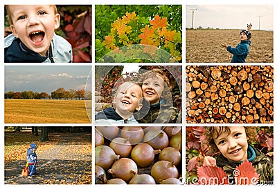 Brothers and autumn - koncept Stock Photo