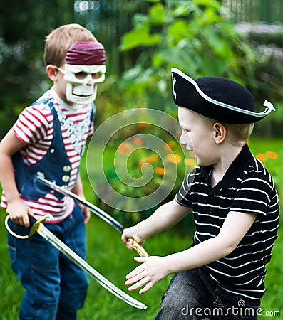 Brothers fighting Stock Photo