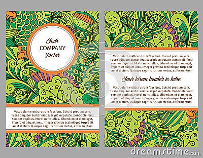 Brouchure with leaves and swirls pattern Vector Illustration