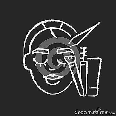 Brow art chalk white icon on black background Vector Illustration