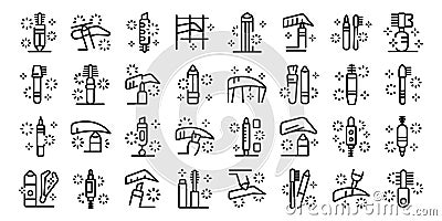 Brow Pencil icons set outline vector. Make beauty spa Vector Illustration