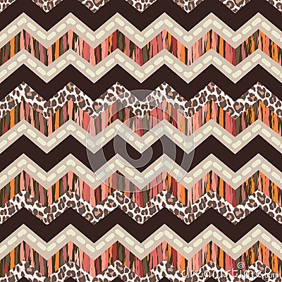 Brown abstract and animal zigzag Vector Illustration