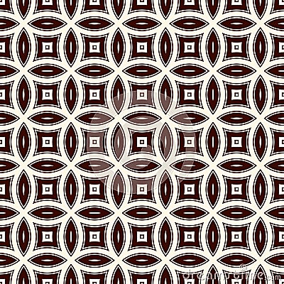 Brown abstract background with overlapping circles. Petals motif. Seamless pattern with classic geometric ornament Vector Illustration