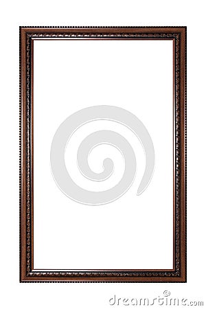 Brown ancient vintage frame isolated on white background Stock Photo