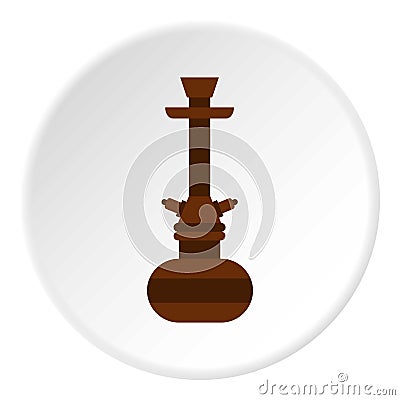 Brown arabic hookah icon circle Vector Illustration