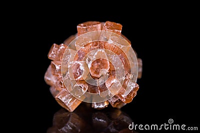 Brown aragonite mineral stone, black with reflections, healing s Stock Photo