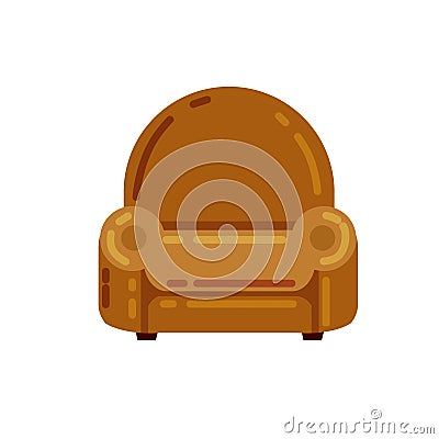 Brown armchair. Soft classic seat. Detail of interior of the living room. Vector Illustration