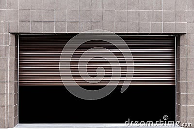 Brown automatic roller shutter doors Stock Photo