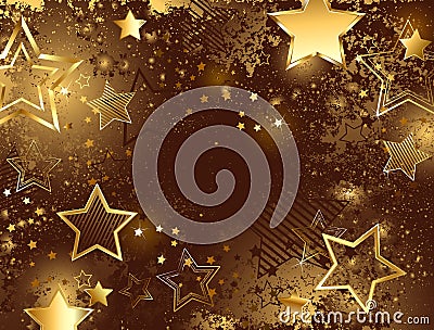 Brown background with golden stars Vector Illustration