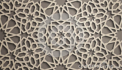 Brown background . Islamic ornament vector , persian motiff . 3d ramadan islamic round pattern elements . Geometric Vector Illustration