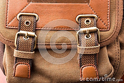 Brown backpack buckle Stock Photo