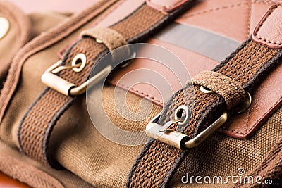 Brown backpack buckle Stock Photo