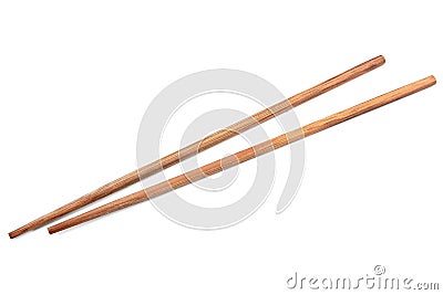 Brown bamboo chopsticks isolated on white background. Chopsticks isolated Stock Photo