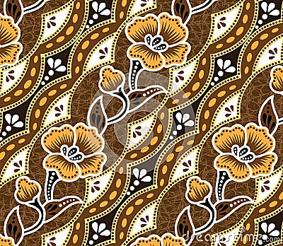 Brown Batik.beautiful brown background and flowers. Vector Illustration