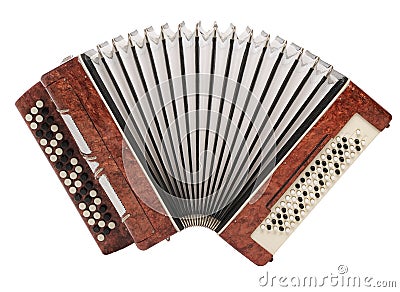 Brown bayan (accordion) isolated Stock Photo