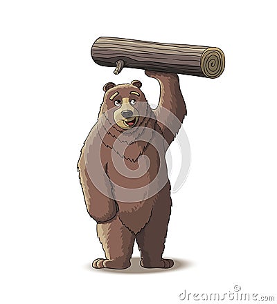 Brown bear carry wood Vector Illustration