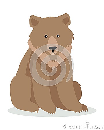 Brown Bear Cartoon illustration in Flat Design Vector Illustration