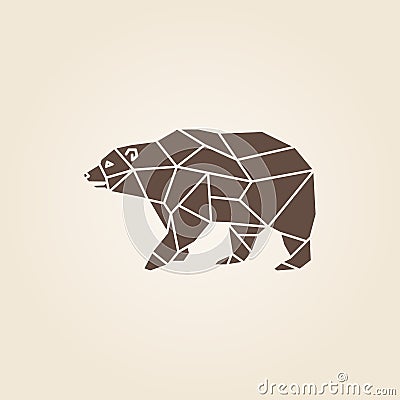 Brown bear geometric polygon vector Vector Illustration