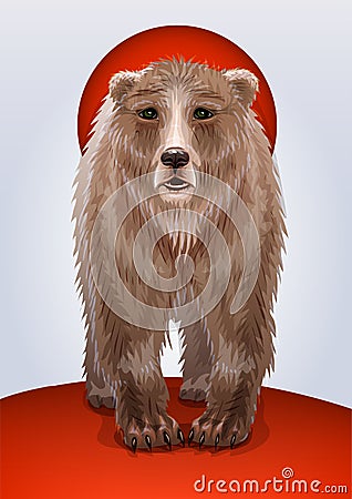 Brown bear or grizzly, symbol of Russian military Vector Illustration