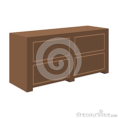 Brown bedside table with drawers.Nightstand next to the bed.Bedroom furniture single icon in cartoon style vector symbol Vector Illustration