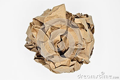 Brown and beige crumpled paper ball. Stock Photo