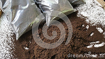 Bio fertilizer earthworm manure for plants Stock Photo