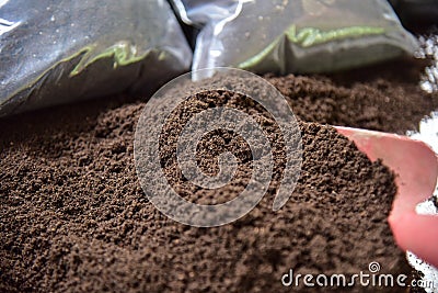 Bio fertilizer earthworm manure for plants Stock Photo