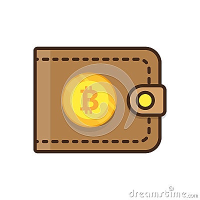 Brown bitcoin wallet Vector Illustration