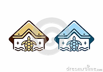 Brown and blue color turtle house illustration Vector Illustration