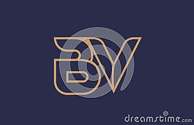 brown blue line alphabet letter BV B V logo combination company icon design Vector Illustration