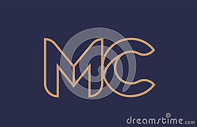brown blue line alphabet letter MC M C logo combination company icon design Vector Illustration