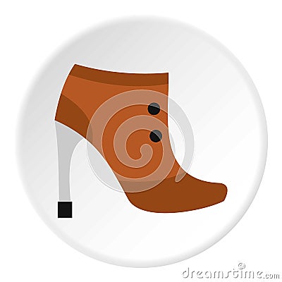 Brown boot with high heel icon, flat style Cartoon Illustration