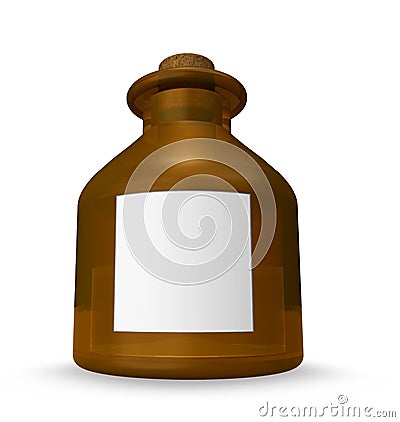 Brown bottle with blank label Cartoon Illustration