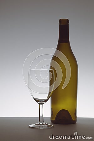 Brown bottle and glass Stock Photo