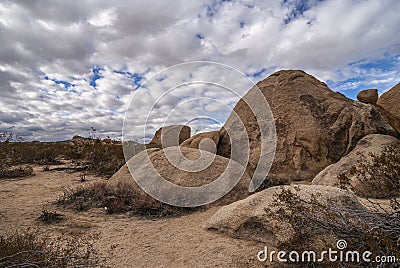 Brown boulders, large and small, at Joshua Tree National Park, CA, USA Stock Photo