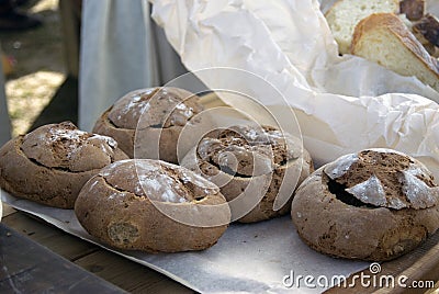 Brown bread in a plate shape. Stock Photo