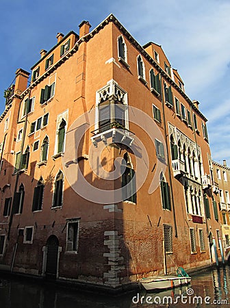 Brown Building at Sunset in Venice Stock Photo