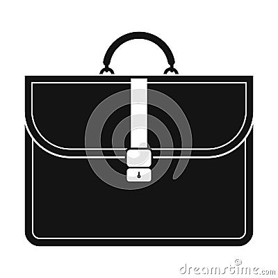 Brown business briefcase black simple icon Vector Illustration