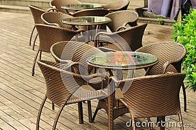 Brown cafe chairs Stock Photo