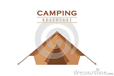 brown camping tent isolated on white background Vector Illustration