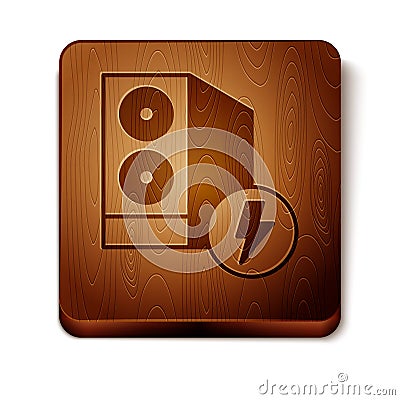 Brown Case of computer icon isolated on white background. Computer server. Workstation. Wooden square button. Vector Vector Illustration