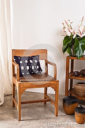 Brown Chair in interior setting Stock Photo