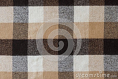 Brown checkered wool plaid fabric texture. tartan texture Stock Photo