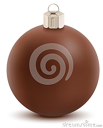 Brown chocolate christmas ball. Sweet festive decoration Vector Illustration