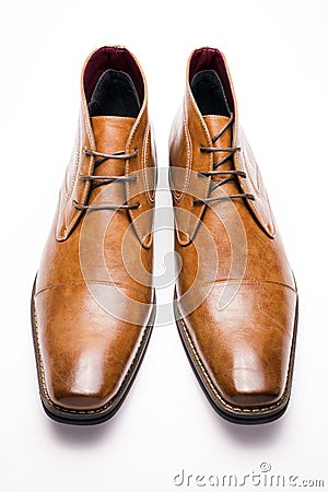 Brown chukka boots Stock Photo