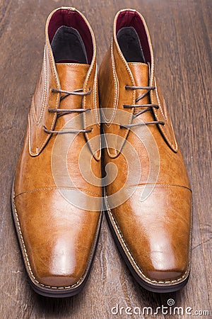Brown chukka boots Stock Photo